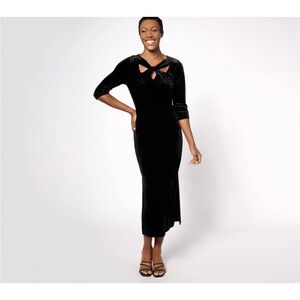 Attitudes by Renee Black Velvet Knit Dress, XLP, NWT